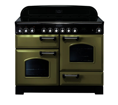 RANGEMASTER  Classic Deluxe 110 Electric Range Cooker - Olive Green & Chrome